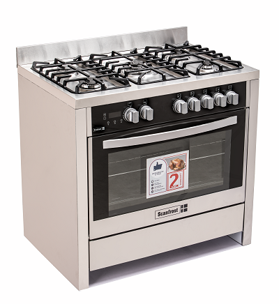 Scanfrost 90 x 60 CM gas cooker | Ideal for a large family | 5 Gas Burner including 1 Wok Burner | Gas oven with grill